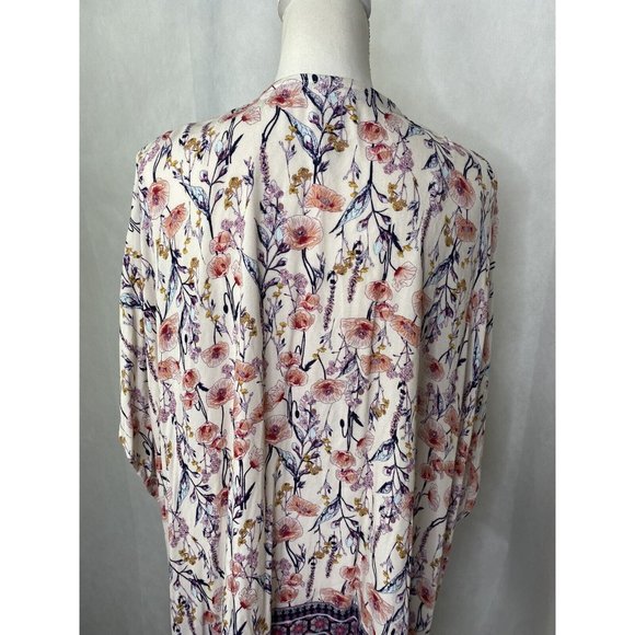 Knox rose Women's Shrug Poncho Pink Floral lightweight flowy Size XS - Picture 5 of 11